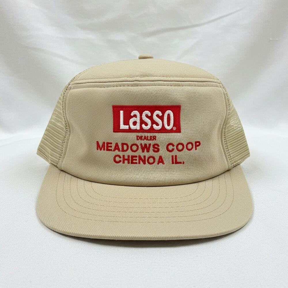 Swingster Vintage Lasso Dealer Illinois Tan Trucker Hat Unisex Mens One Size